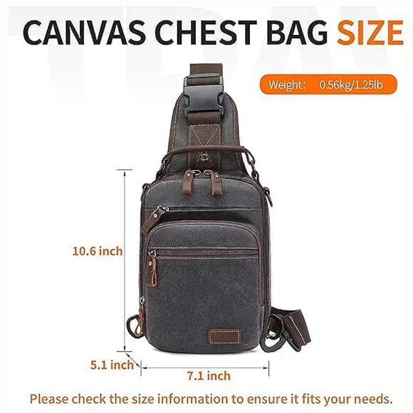 Sling Bag for Men Waxed Canvas Crossbody Bag Chest Bag Water Gray